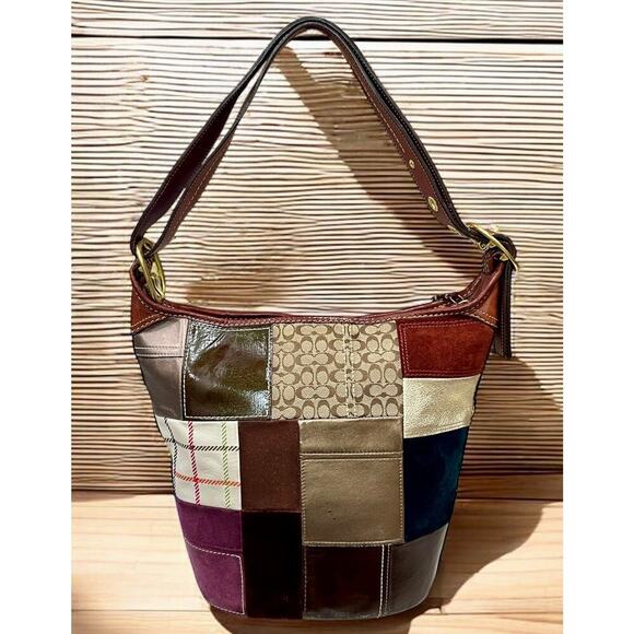 Y2K Coach 11356 Bleecker Holiday Patchwork Duffle & Wristlet - Picture 3 of 16